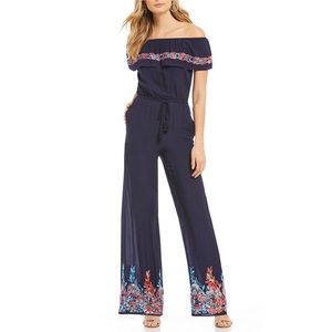 Chelsea & Violet Navy Embroidered Jumpsuit